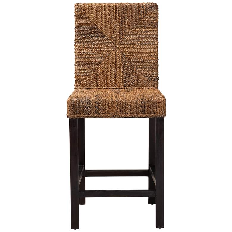 Image 6 Baxton Studio Laymi Dark Brown Mahogany Wood and Seagrass Counter Stool more views