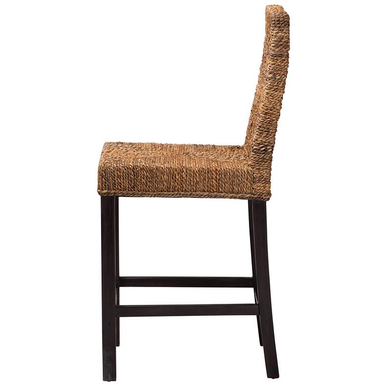 Image 7 Baxton Studio Laymi Dark Brown Mahogany Wood and Seagrass Counter Stool more views