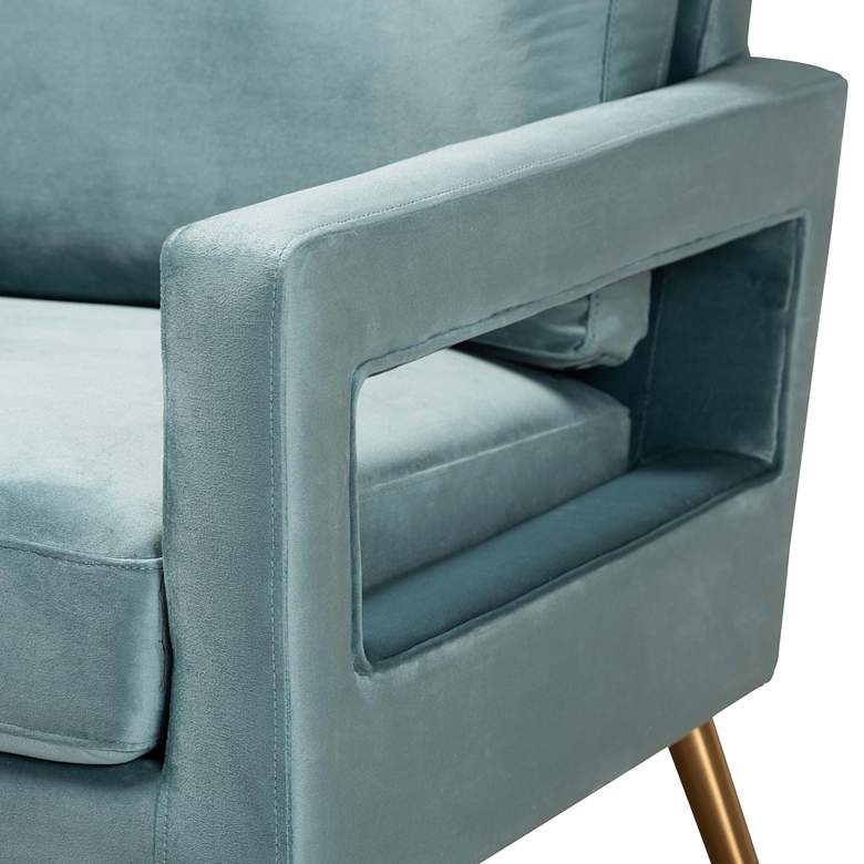 Image 3 Baxton Studio Leland 29" Wide Modern Light Blue Velvet Fabric Armchair more views