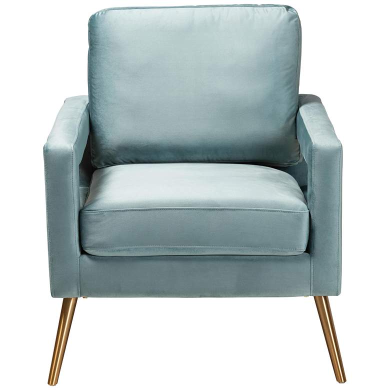 Image 5 Baxton Studio Leland 29" Wide Modern Light Blue Velvet Fabric Armchair more views