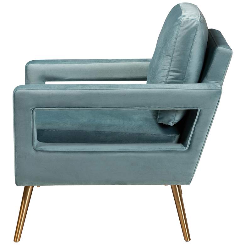 Image 6 Baxton Studio Leland 29" Wide Modern Light Blue Velvet Fabric Armchair more views