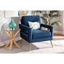 Baxton Studio Leland Navy Blue Velvet Fabric Armchair