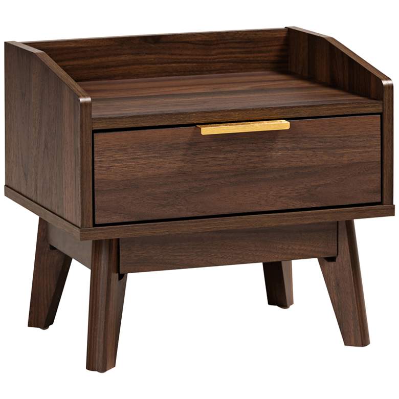 Image 2 Baxton Studio Lena 17 inch Wide Walnut Brown 1-Drawer Nightstand