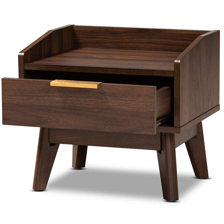 Image 3 Baxton Studio Lena 17" Wide Walnut Brown 1-Drawer Nightstand more views