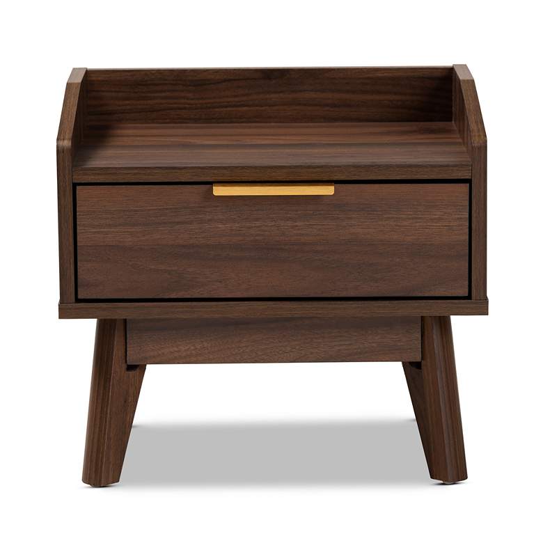 Image 4 Baxton Studio Lena 17 inch Wide Walnut Brown 1-Drawer Nightstand more views