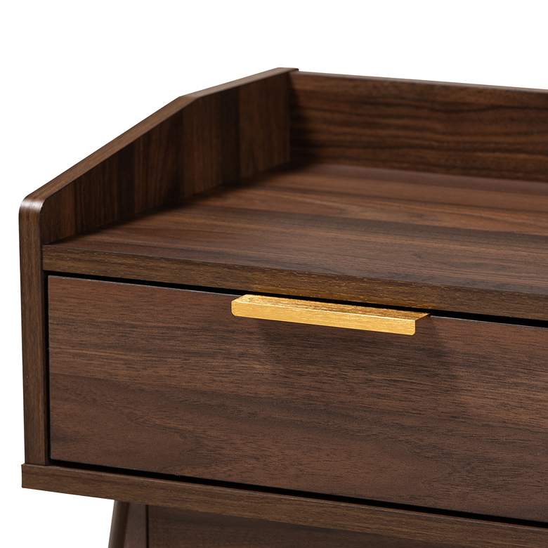 Image 6 Baxton Studio Lena 17" Wide Walnut Brown 1-Drawer Nightstand more views