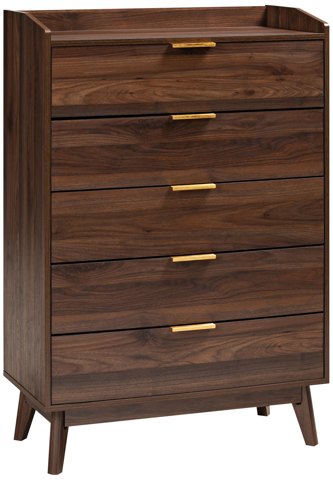 Baxton Studio Lena Walnut Brown 5 Drawer Wood Accent Chest