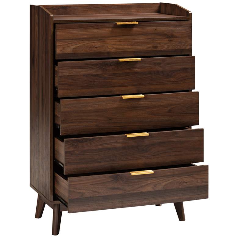 Image 3 Baxton Studio Lena Walnut Brown 5-Drawer Wood Accent Chest more views
