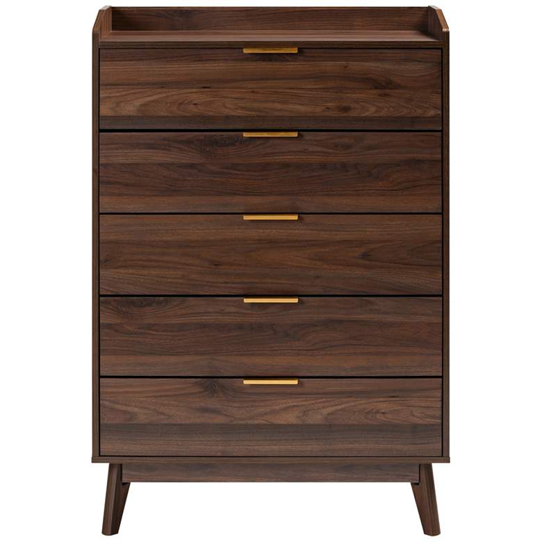 Image 4 Baxton Studio Lena Walnut Brown 5-Drawer Wood Accent Chest more views