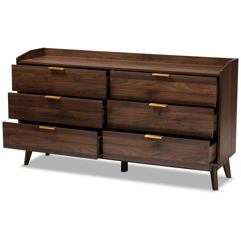 Image 3 Baxton Studio Lena Walnut Brown Finished 6-Drawer Wood Dresser more views