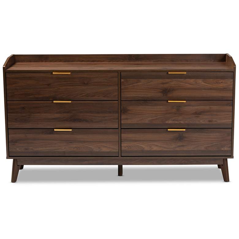 Image 4 Baxton Studio Lena Walnut Brown Finished 6-Drawer Wood Dresser more views