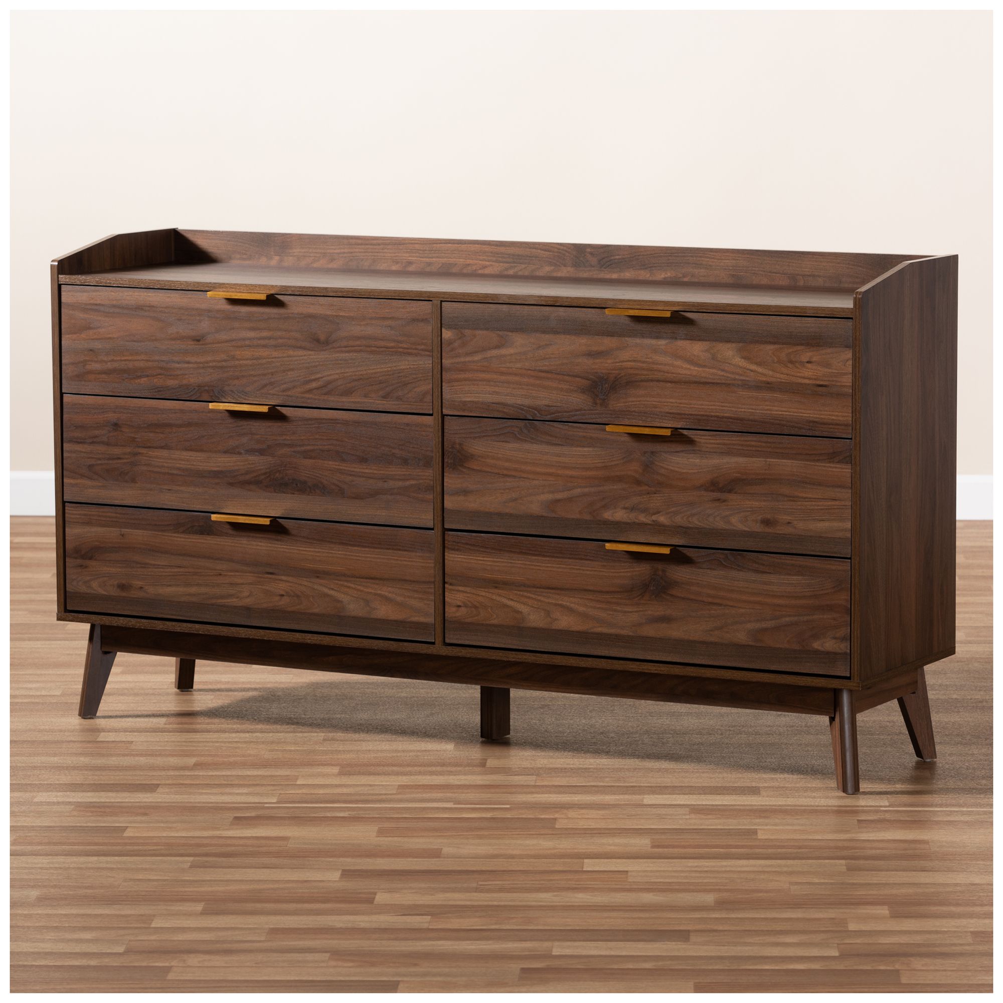 Baxton Studio Lena Walnut Brown Finished 6-Drawer Wood Dresser
