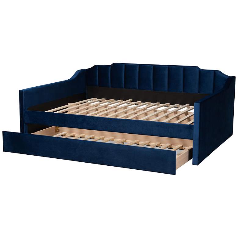 Image 7 Baxton Studio Lennon Full Size Navy Blue Daybed with Trundle more views