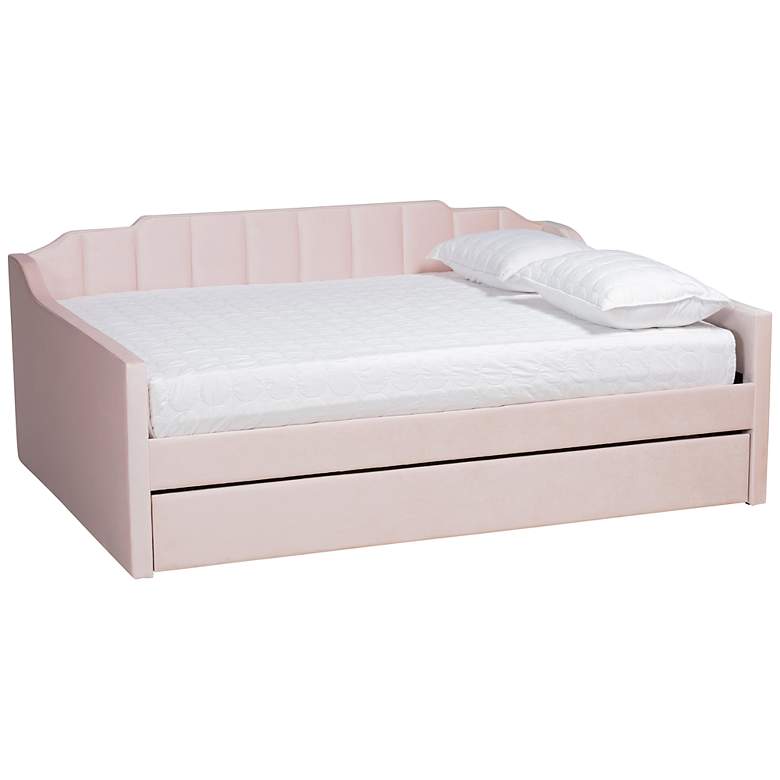 Image 2 Baxton Studio Lennon Full Size Pink Daybed with Trundle