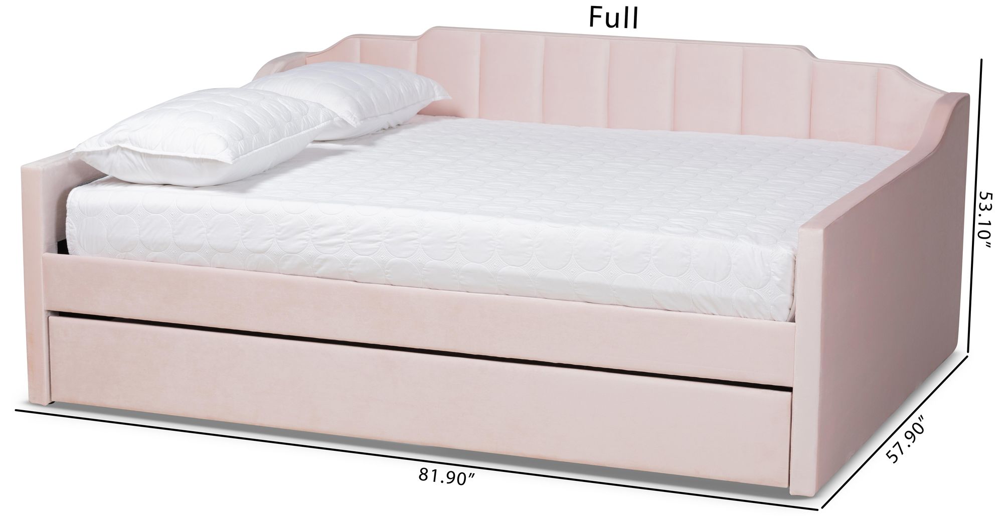 Baxton Studio Lennon Full Size Pink Daybed with Trundle in scene