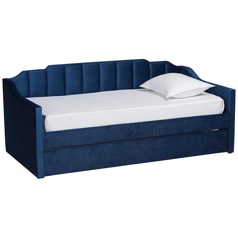 Image 2 Baxton Studio Lennon Twin Size Navy Blue Daybed with Trundle