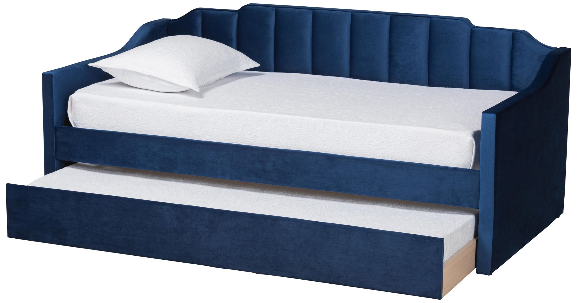 Image 4 Baxton Studio Lennon Twin Size Navy Blue Daybed with Trundle more views