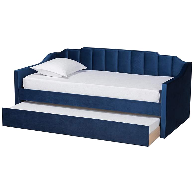 Image 4 Baxton Studio Lennon Twin Size Navy Blue Daybed with Trundle more views