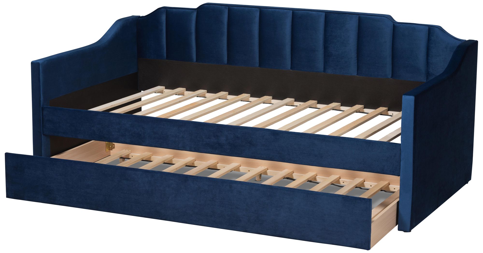 Image 7 Baxton Studio Lennon Twin Size Navy Blue Daybed with Trundle more views