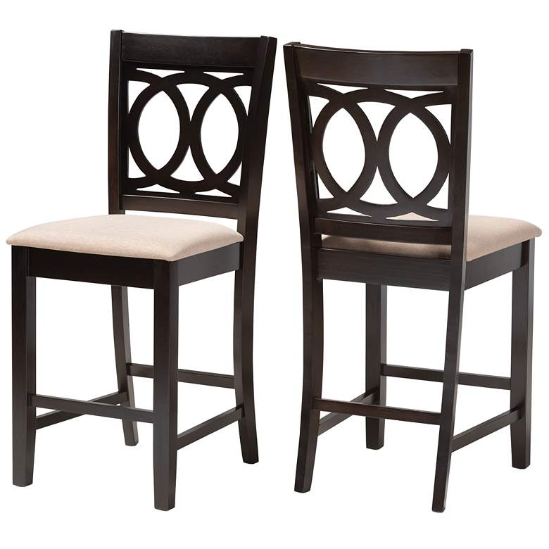 Image 2 Baxton Studio Lenoir Espresso 2-Piece Counter Height Pub Chair Set