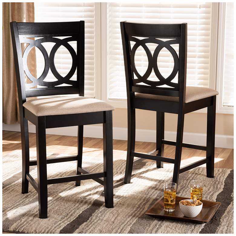 Image 1 Baxton Studio Lenoir Espresso 2-Piece Counter Height Pub Chair Set