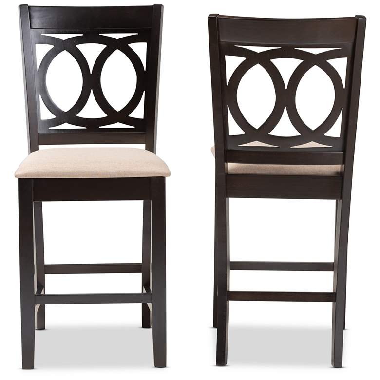 Image 3 Baxton Studio Lenoir Espresso 2-Piece Counter Height Pub Chair Set more views