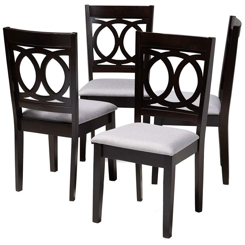 Image 1 Baxton Studio Lenoir Gray Fabric Upholstered Wood Dining Chair