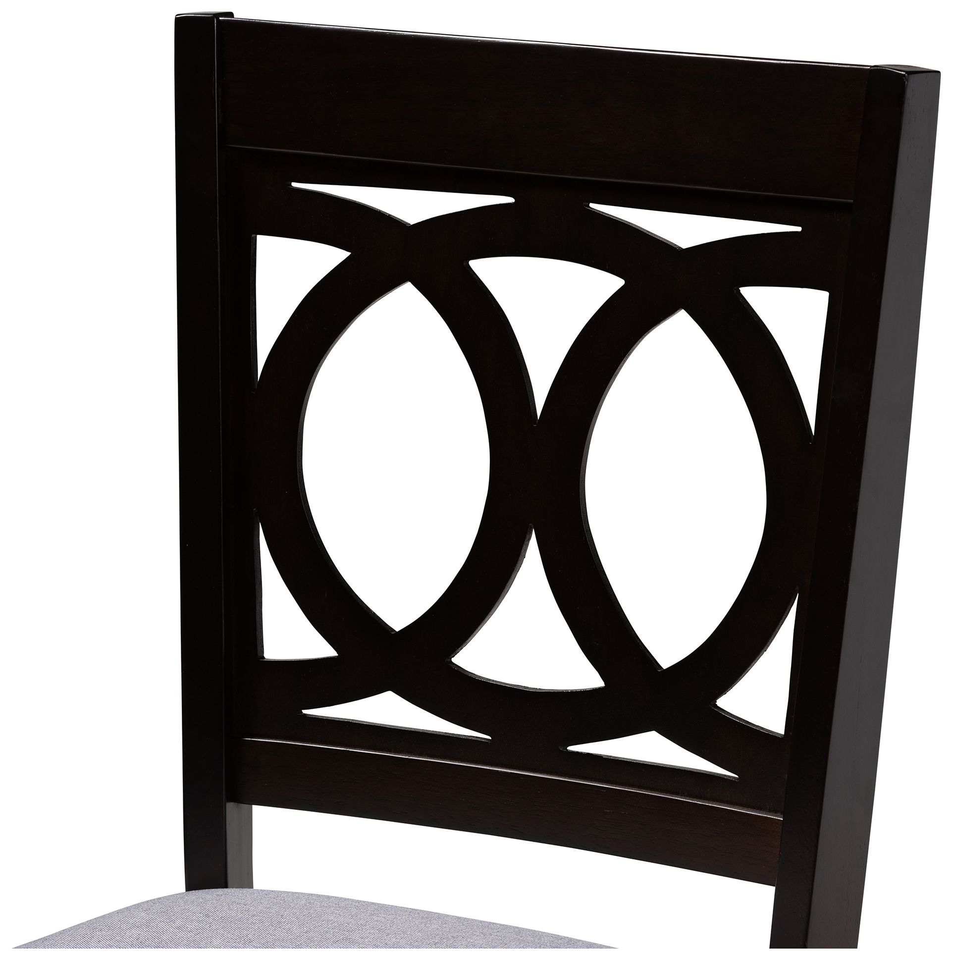 Image 4 Baxton Studio Lenoir Gray Fabric Upholstered Wood Dining Chair more views