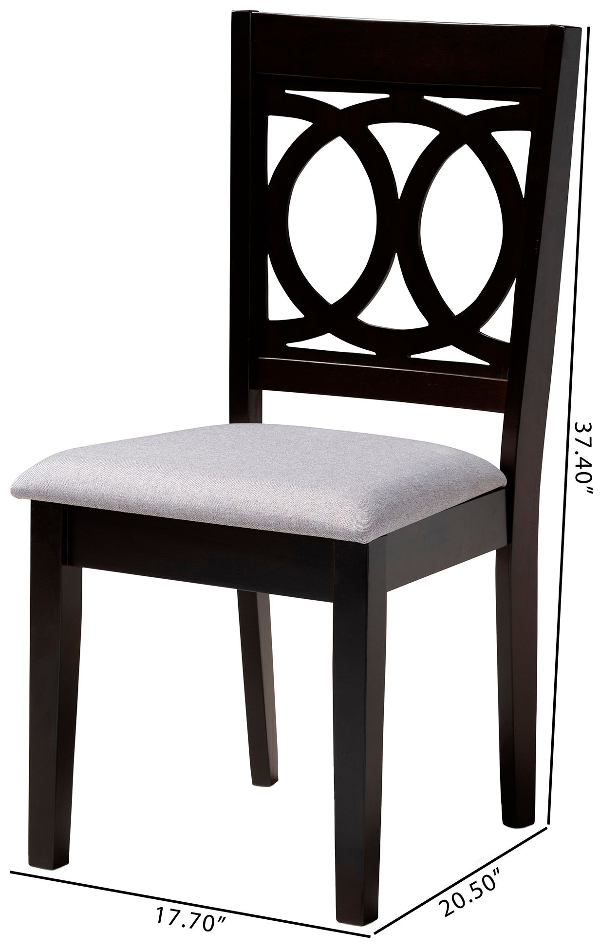 Image 6 Baxton Studio Lenoir Gray Fabric Upholstered Wood Dining Chair more views