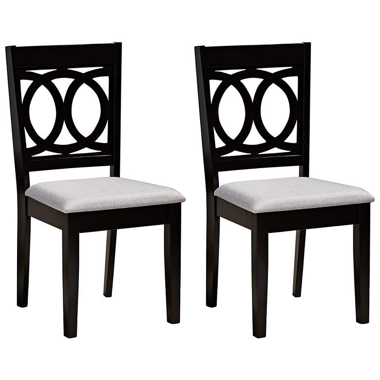Image 2 Baxton Studio Lenoir Grey Fabric Upholstered Wood 2-Piece Dining Chair Set