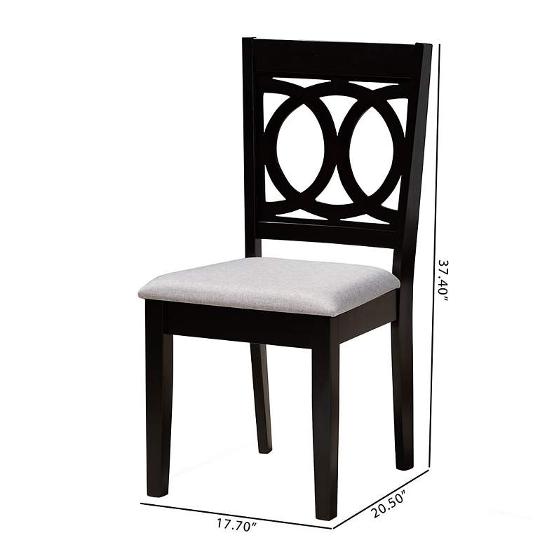 Image 3 Baxton Studio Lenoir Grey Fabric Upholstered Wood 2-Piece Dining Chair Set more views