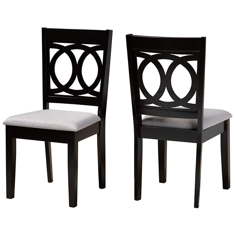 Image 4 Baxton Studio Lenoir Grey Fabric Upholstered Wood 2-Piece Dining Chair Set more views