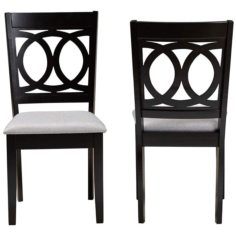 Image 5 Baxton Studio Lenoir Grey Fabric Upholstered Wood 2-Piece Dining Chair Set more views