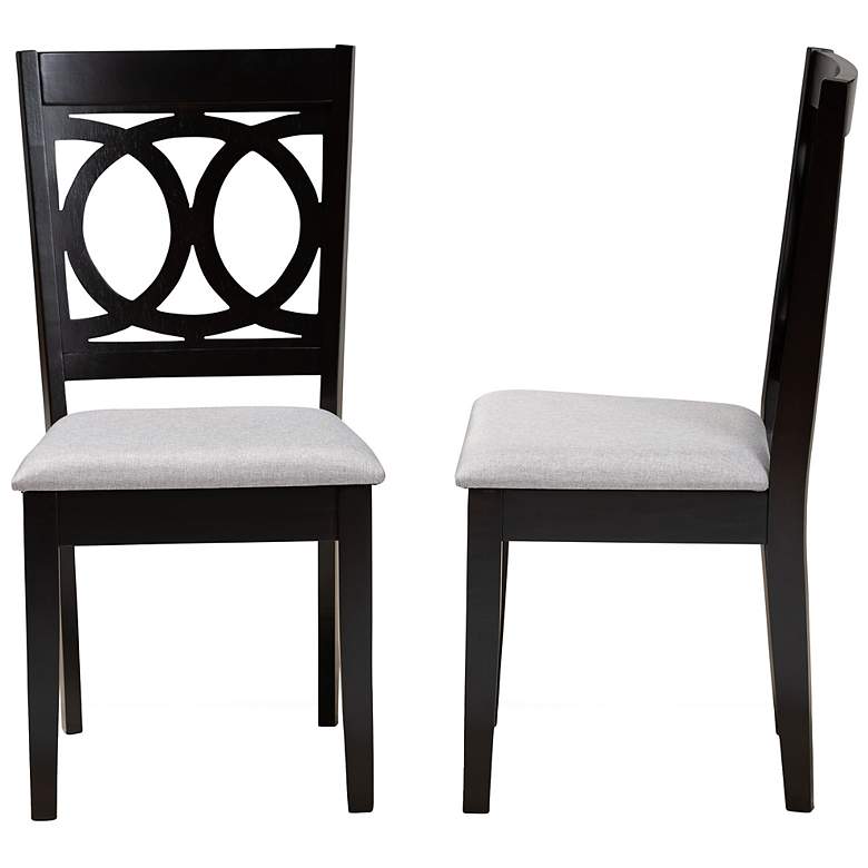 Image 7 Baxton Studio Lenoir Grey Fabric Upholstered Wood 2-Piece Dining Chair Set more views