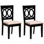 2_Baxton Studio Lenoir Sand Fabric Upholstered Wood 2-Piece Dining Chair Set