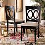1_Baxton Studio Lenoir Sand Fabric Upholstered Wood 2-Piece Dining Chair Set