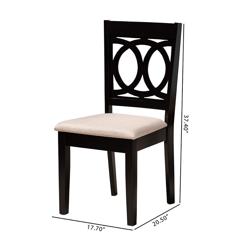 Image 3 Baxton Studio Lenoir Sand Fabric Upholstered Wood 2-Piece Dining Chair Set more views
