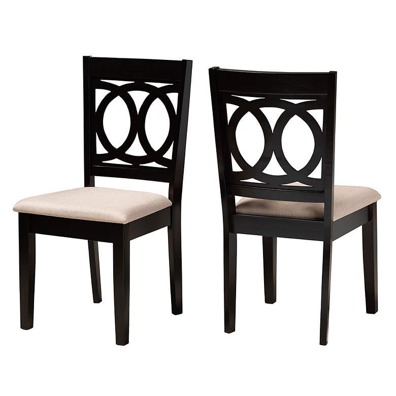 Image 4 Baxton Studio Lenoir Sand Fabric Upholstered Wood 2-Piece Dining Chair Set more views