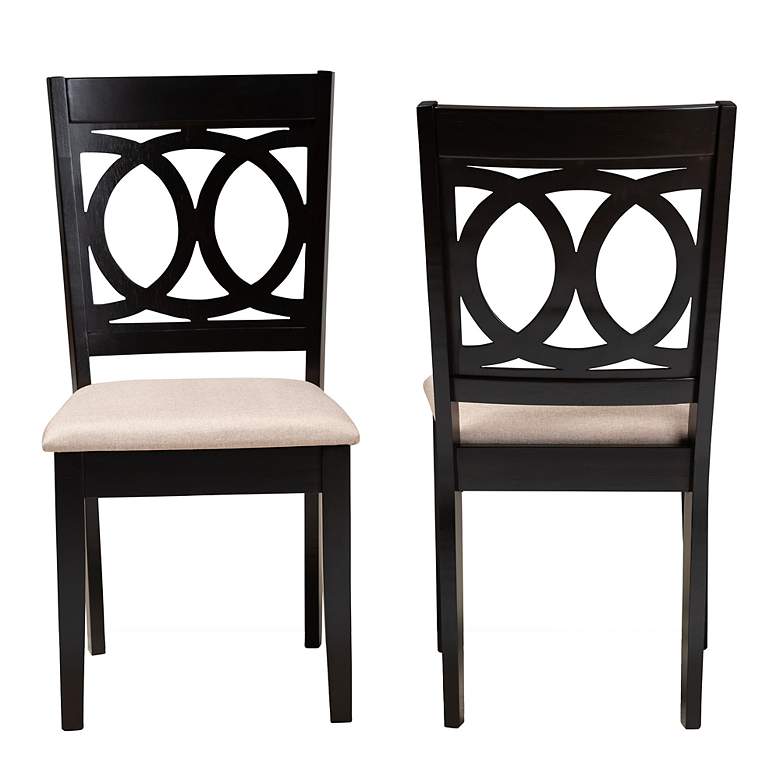 Image 5 Baxton Studio Lenoir Sand Fabric Upholstered Wood 2-Piece Dining Chair Set more views