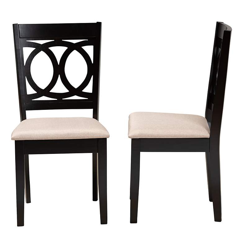 Image 7 Baxton Studio Lenoir Sand Fabric Upholstered Wood 2-Piece Dining Chair Set more views