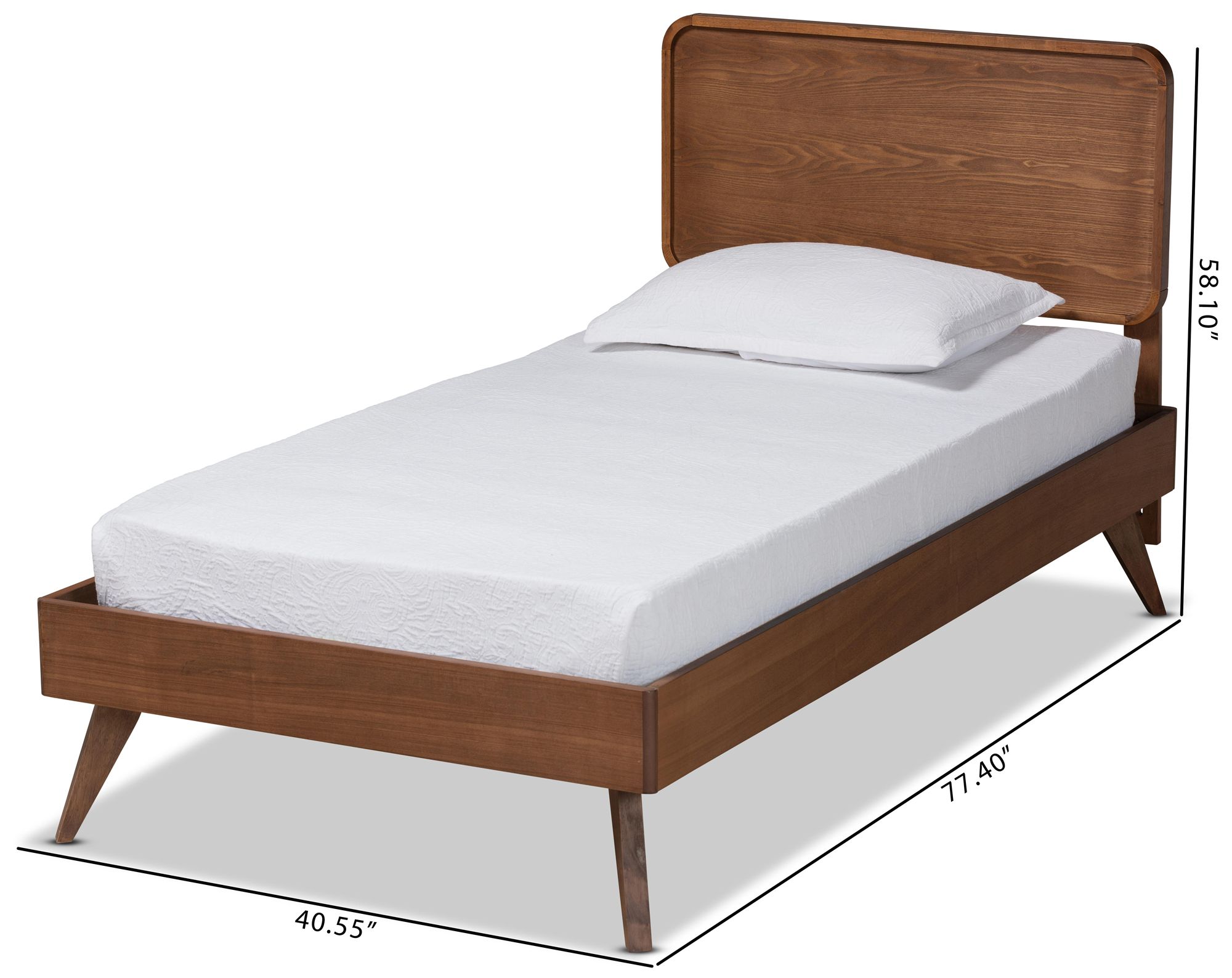 Baxton Studio Leola Walnut Brown Twin Size Platform Bed in scene
