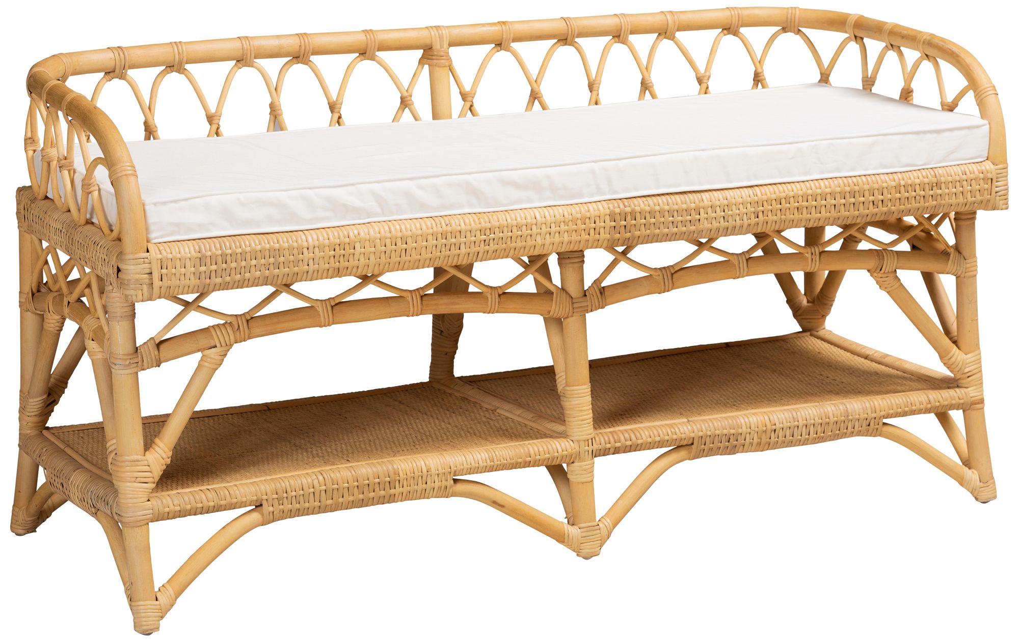 Image 2 Baxton Studio Leryn Modern Bohemian Natural Brown Rattan Bench