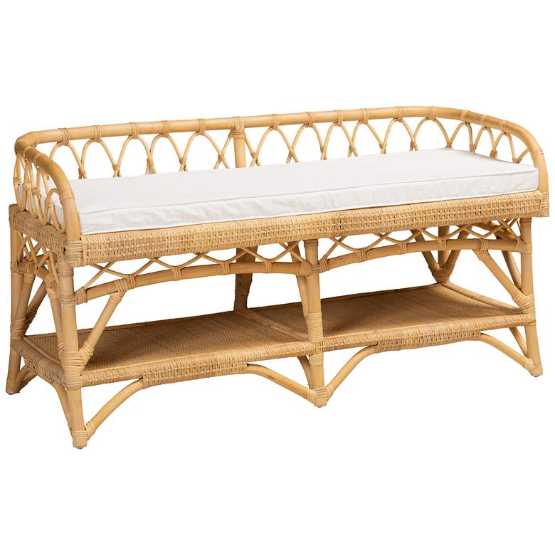 Image 2 Baxton Studio Leryn Modern Bohemian Natural Brown Rattan Bench