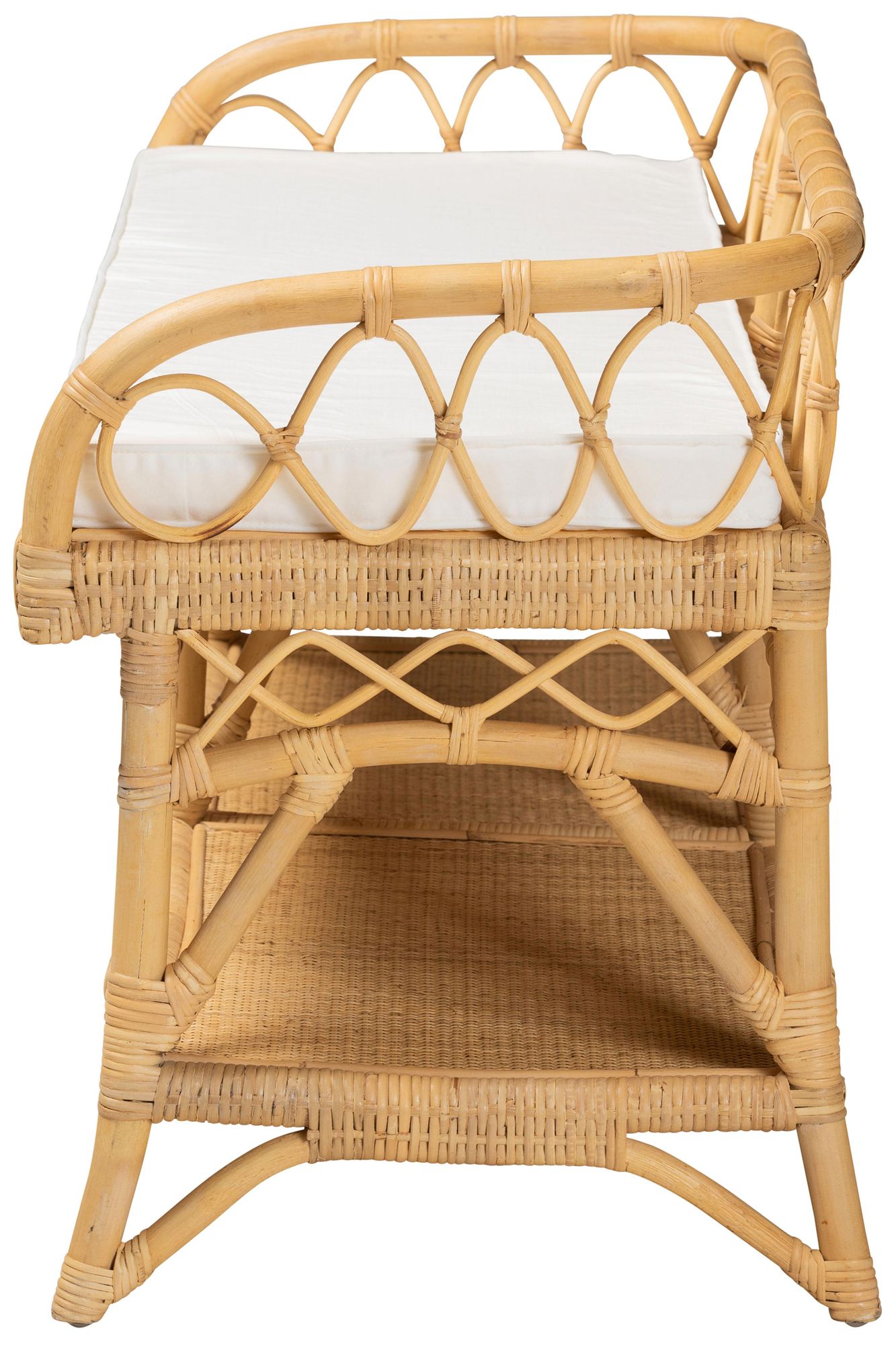 Image 3 Baxton Studio Leryn Modern Bohemian Natural Brown Rattan Bench more views