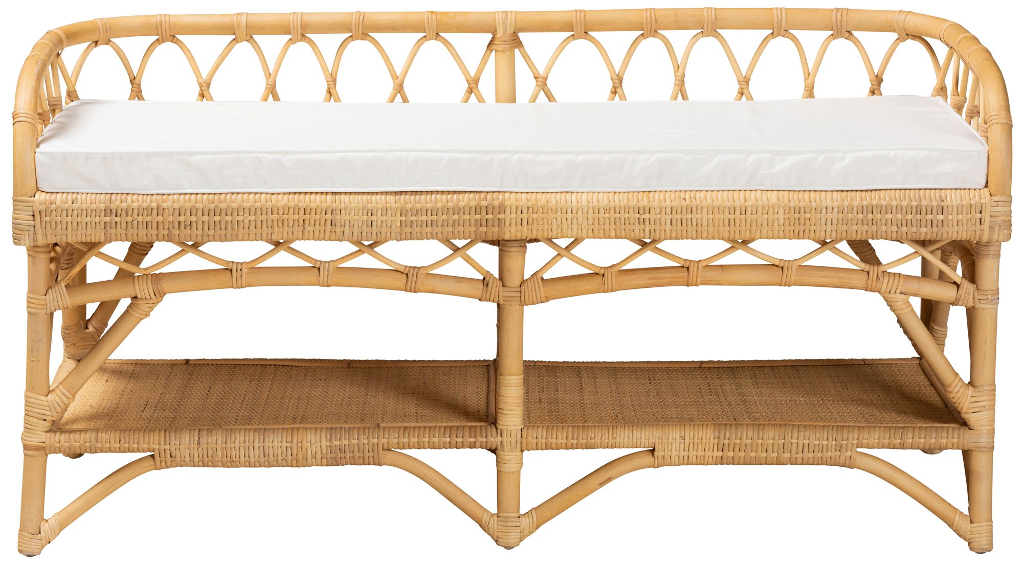 Baxton Studio Leryn Modern Bohemian Natural Brown Rattan Bench