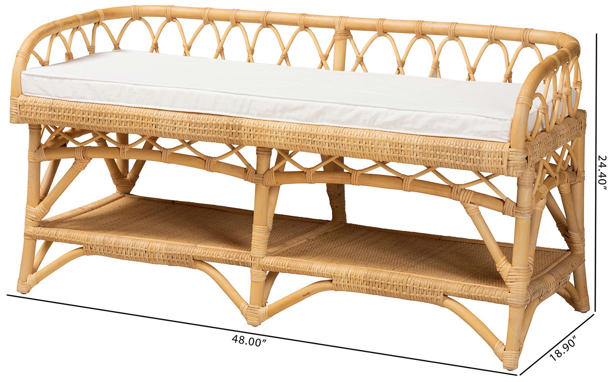 Baxton Studio Leryn Modern Bohemian Natural Brown Rattan Bench