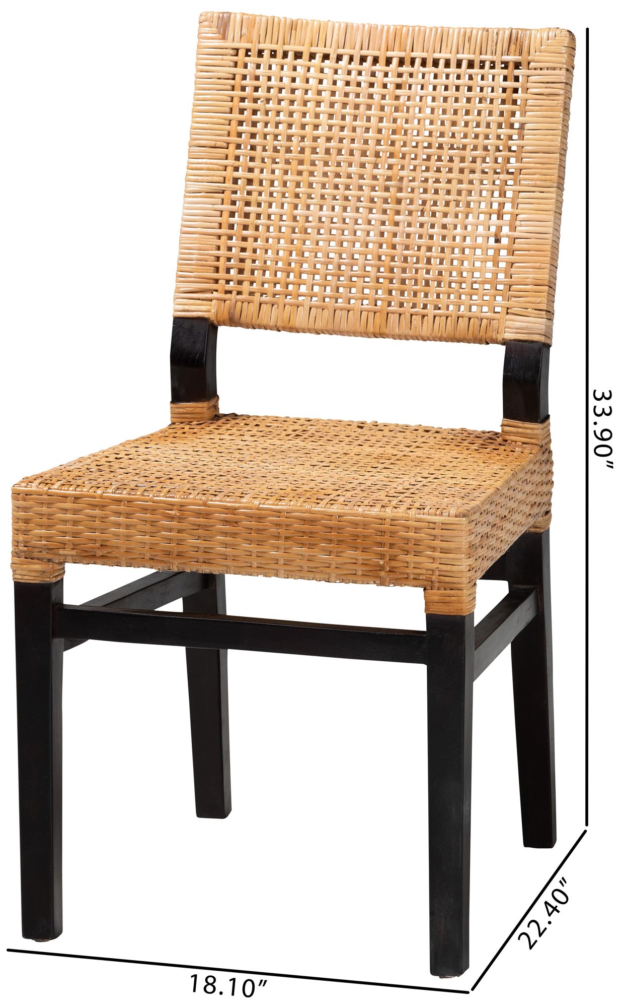 Baxton Studio Lesia Natural Brown Rattan Dining Chair