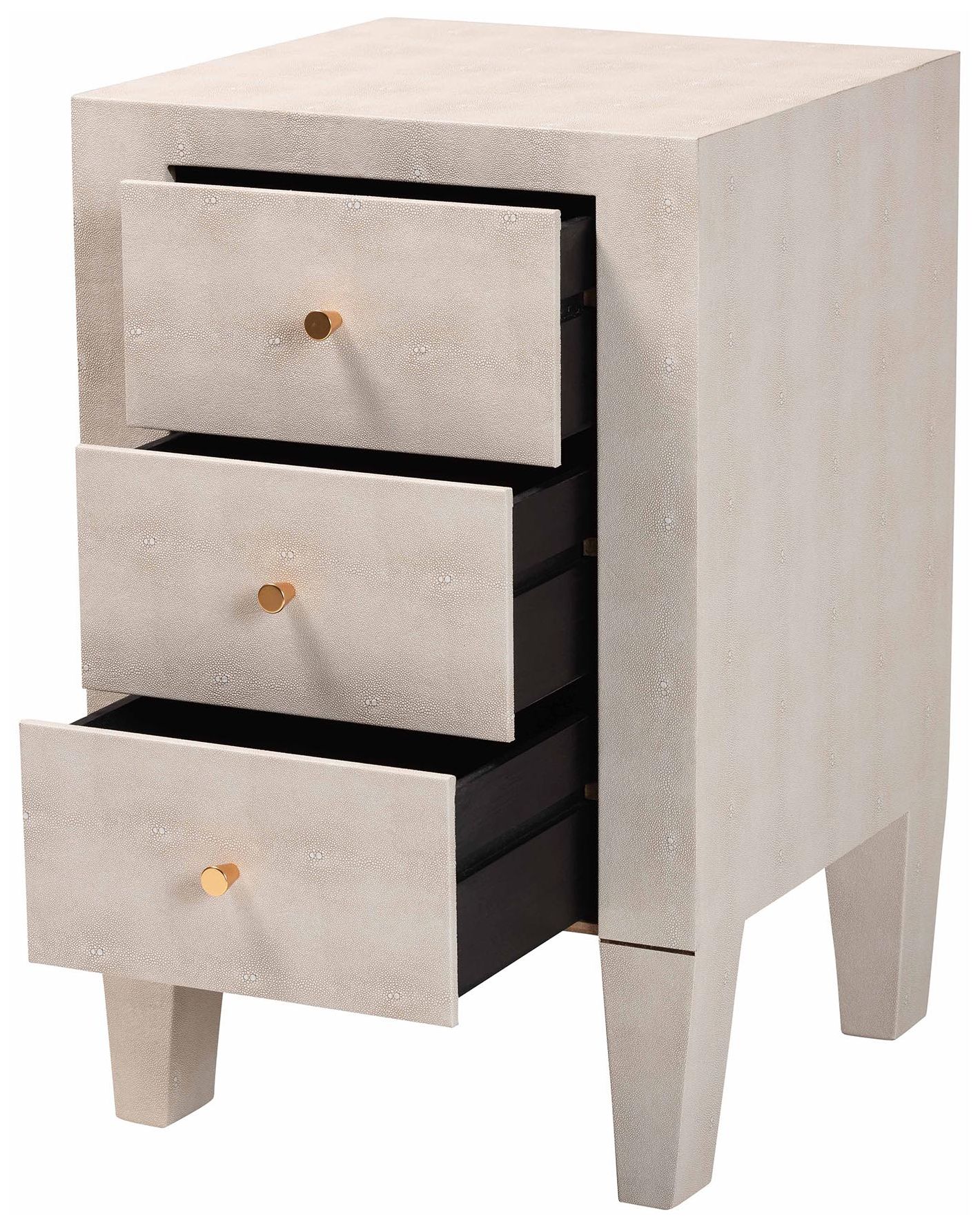 Image 3 Baxton Studio Leyna Modern Beige Faux Shagreen 3 Drawer End Table more views