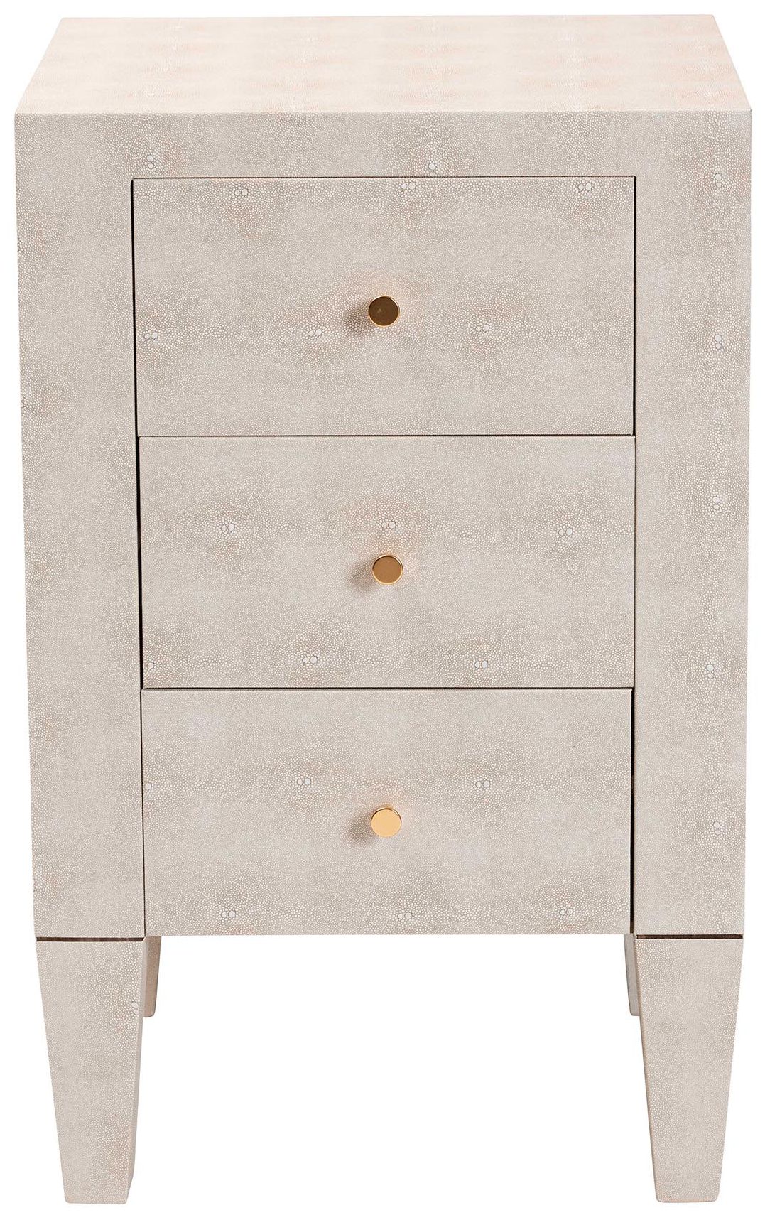 Image 4 Baxton Studio Leyna Modern Beige Faux Shagreen 3 Drawer End Table more views
