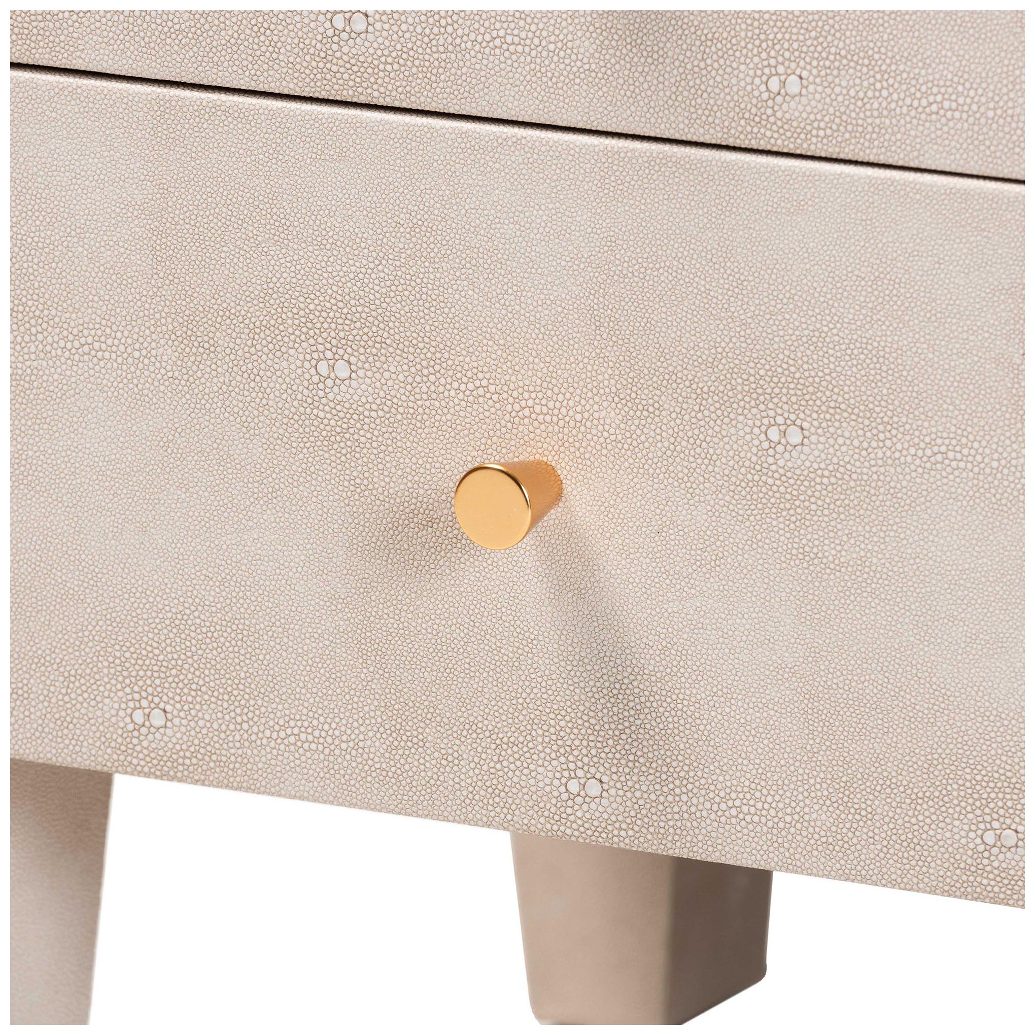 Image 7 Baxton Studio Leyna Modern Beige Faux Shagreen 3 Drawer End Table more views
